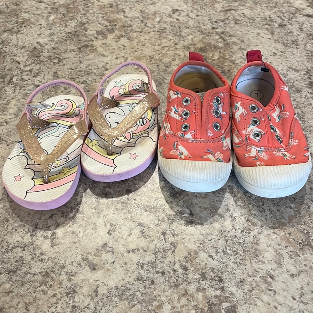 Toddler Girls slide on shoes lot size 7 unicorns